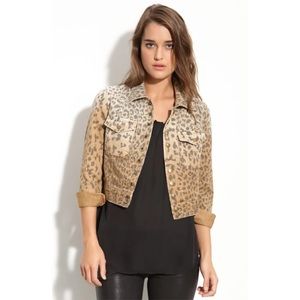 Current Elliot Leopard Cropped Jean Jacket 0 XS